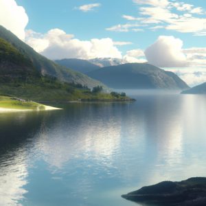 Beautiful place norway 4k txaa fxaa realism high quality  realistic clouds reflections. in Photorealism style